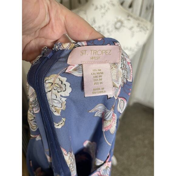 St Tropez West Top Women’s Blue Pink Tank Blouse Floral Flowy Top Size Medium - Picture 5 of 7
